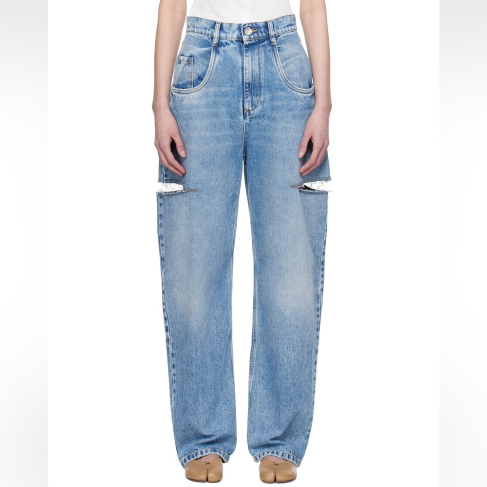 NWT - MAISON MARGIELA - Blue Slash Cut Out Denim Jeans - Size 44 (US 8)